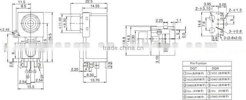 av pin jack board socket DQT(R)-010A
