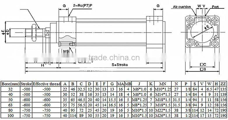 MB air compressor linear electric actuator single-acting cylinder