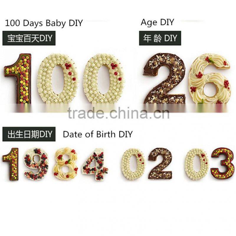 0-9 10 Number Shape Silicone 3D Mold Cookware Dining Bar Non-Stick Cake Decorating Fondant Soap Mold Decorating Stencil pan