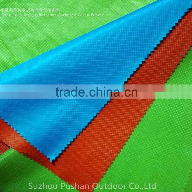 Supply 20D*30D Nylon Diamond Ripstop PU/Silicone 5,000mm for Dry Bag,Tent,Tarp,Raincoat, Backpack cover