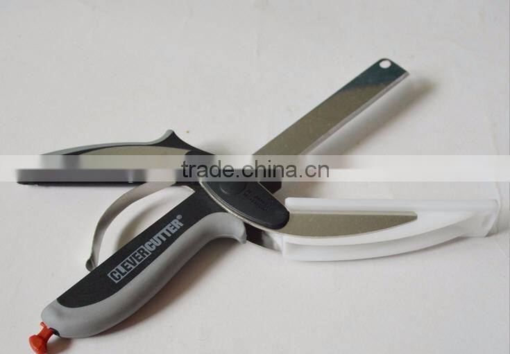 factory wholesales Stainless Steel Clever Cutter 2-in-1 Knife;Chopping Knife Cutting Board Clever Cutter Kitchen Scissor