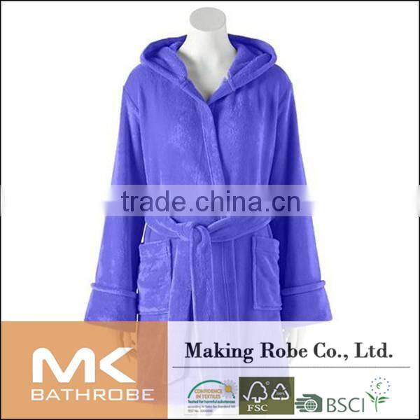 100% polyester Material promotional bathrobe with hood