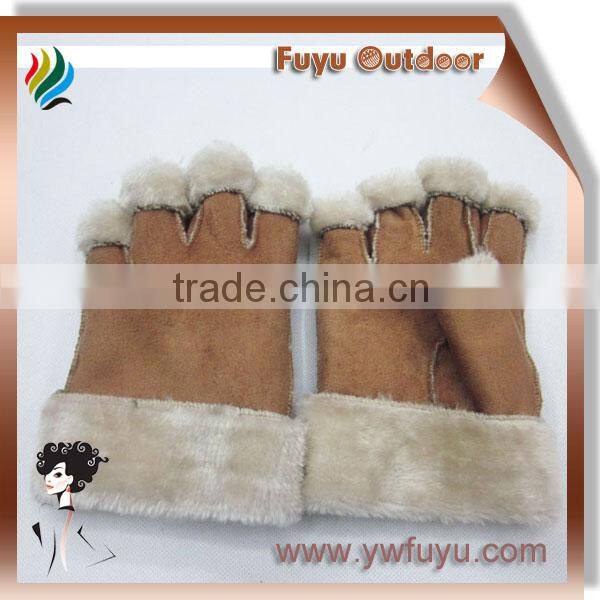 newest fur trim leather gloves|hand warmer muff