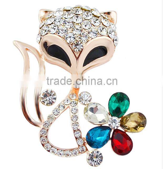 China wholesale brooch fashion rhinestone fox brooch pearl brooch for Scarf buckle