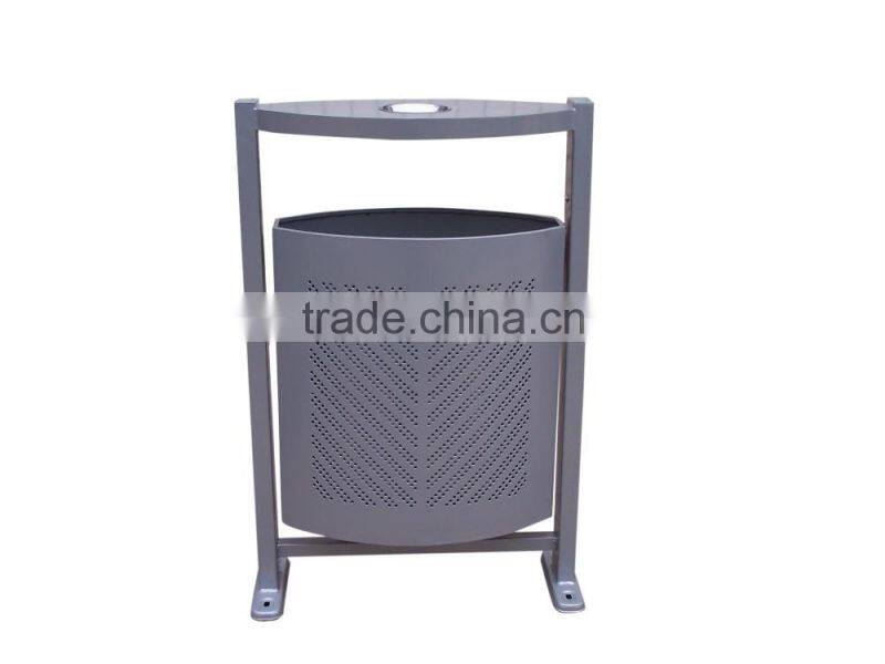 BS01c Arlau durable single outdoor metal trash bin with Ashtray