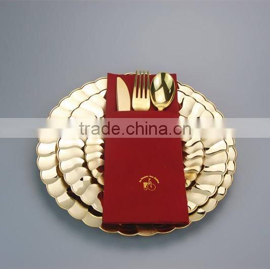 6"Plastic Disposable Gold Dinner Plate With Folwer Brim