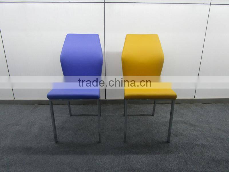 Comfortable modern design pvc seat power coating white legs dining chairs