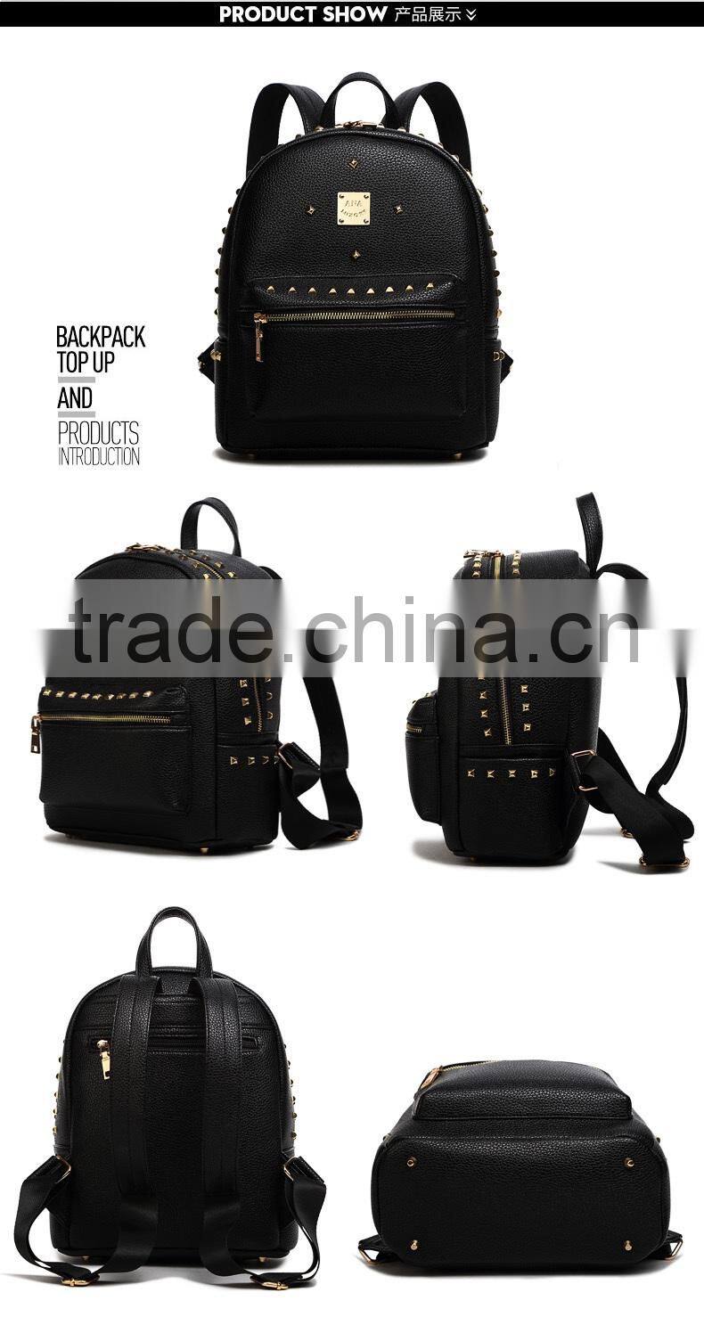women leather backpack with rivets, backpack leather