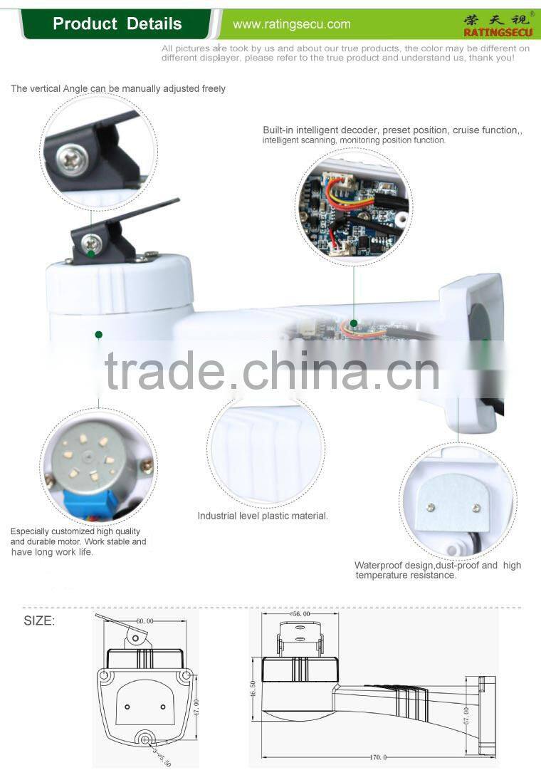 Smart rotating bracket cctv security camera usage ptz