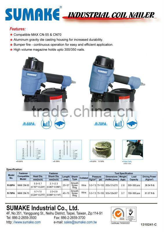 2014 New Arrival 2-1/4"(57MM), WIRE-COLLATED COIL NAILER
