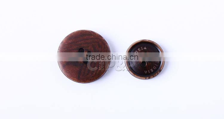 Brown 4 holes sewed custom logo engraved resin fashion button