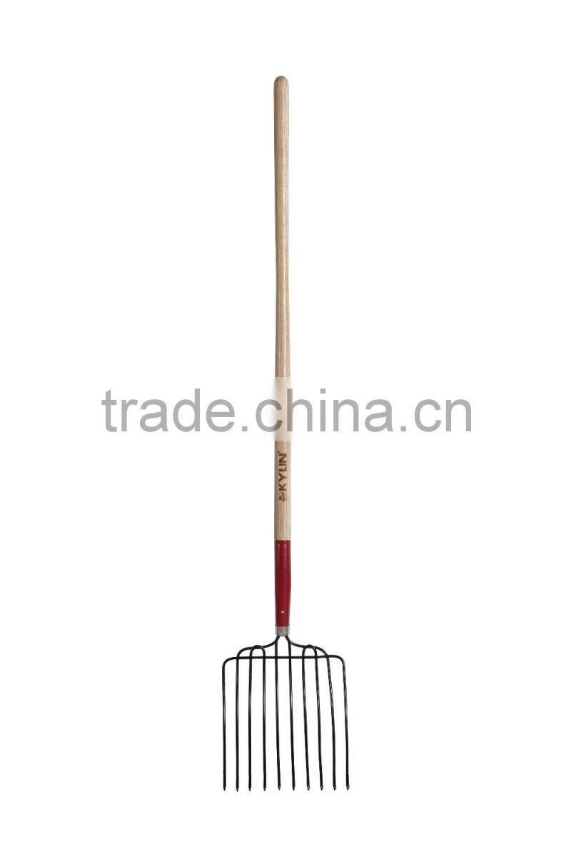 Mytest Long Handle Garden Tools Manure Fork With Ash Handle