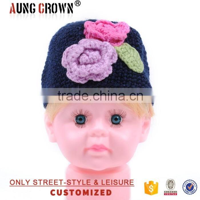 cheap wholesale crochet beanie with flower