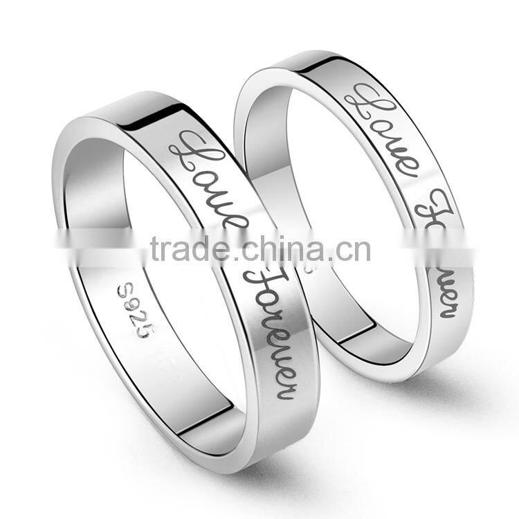 Fashionable 925 silver plated wedding couple rings fashion jewellery engagement ring for lovers jewelry wholesale alibaba