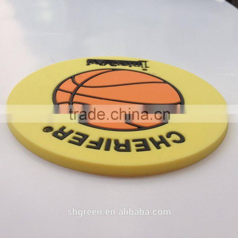 Customized 3D basketball logo eco-friendly silicone rubber pvc cup coaster