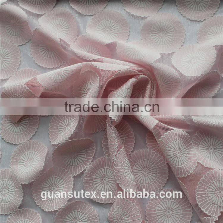 fancy george french burn out lace fabric/ polyester & cotton lace fabric for lady's suits