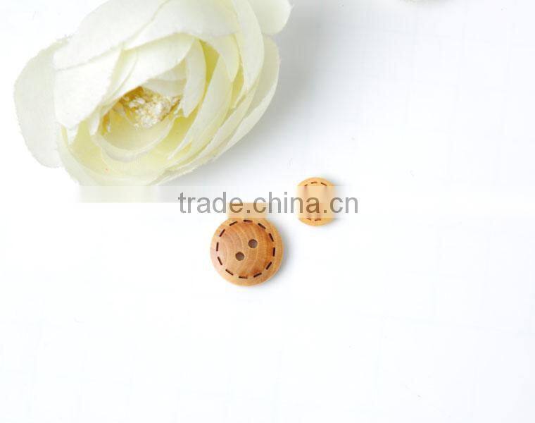 2-holes laser engraved ring wood button