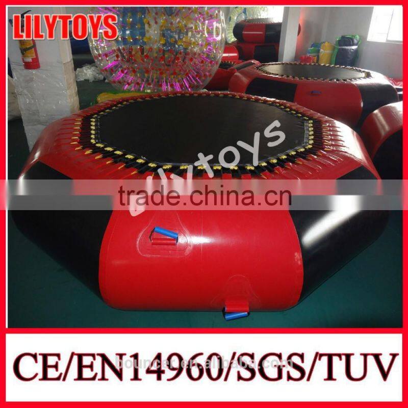 Popular Funny Colorful Big Inflatable Water Trampoline,0.9mm PVC jumpping water trampoline