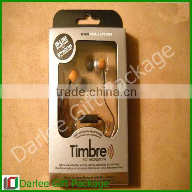 Shenzhen Manufacturer earphone packaging box with blister window