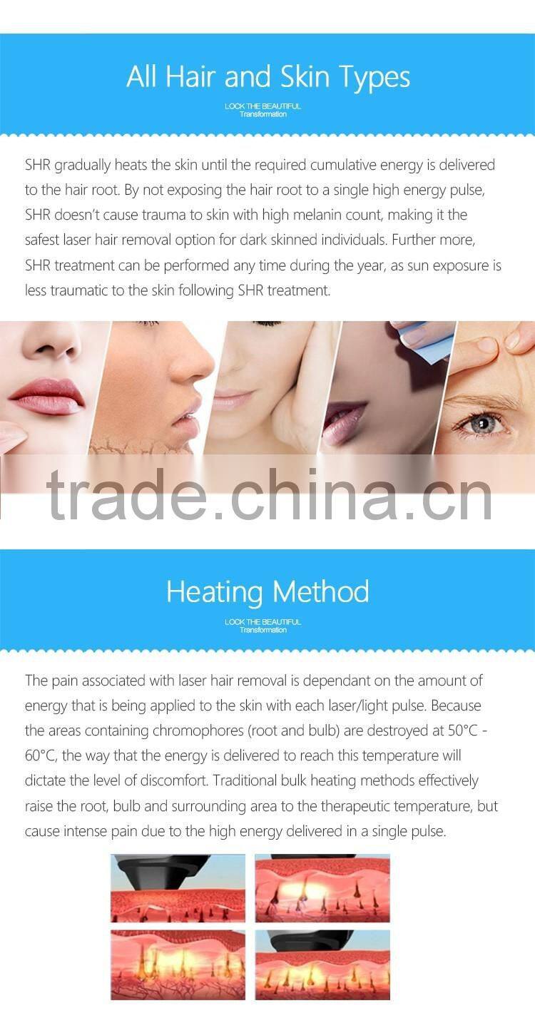 2016 Simply & easy operation Ipl + e-light+ SHR 3 in 1 Mini Hair removal beauty machine in cheap price ipl shr SR HR factory