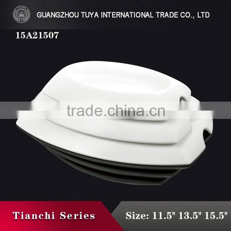 Square design special style pure white ceramic dinner set