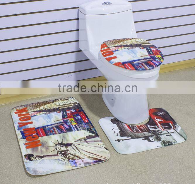 Anti-slip toilet mat 3pcs set comfortable microfiber bath mat set