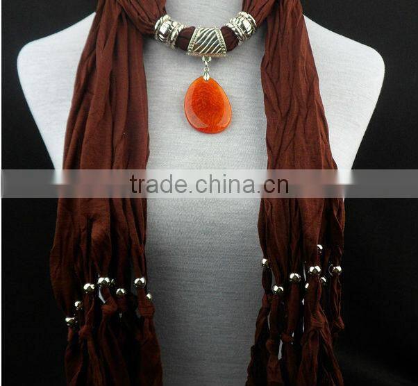 Wholesale Fashion Women Bohemian Drop Pendant Necklace Scarf Stole Neck Shawl Wrap Jewelry Gift