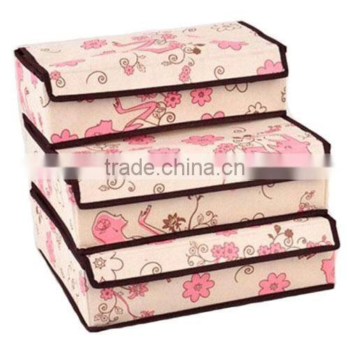 Laminated Nonwoven Floral Print Bra Organizer Set with 3 pcs (BMZ009)