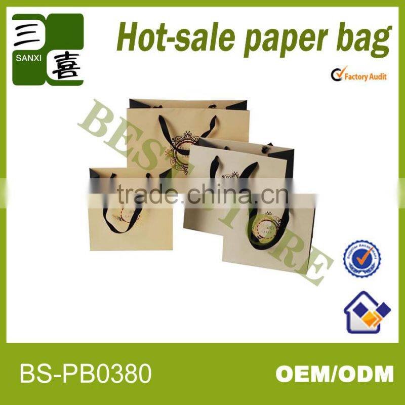 party gift newly diy block bottom gold logo 200g coated paper bag