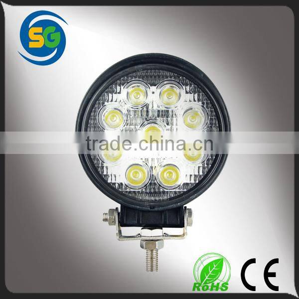 High quality round shape 12V waterproof 27w tractor led work light