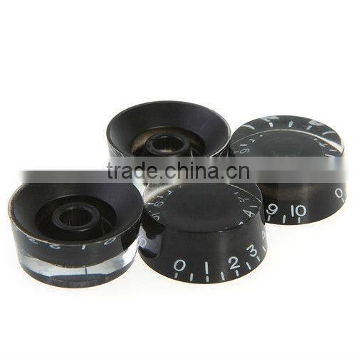 Set of 4 Speed Knobs Volume Tone Control Buttons For Guitar Parts Black
