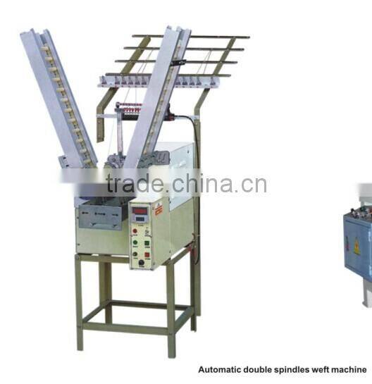 Automatic double spindle weft machine with big bobbin