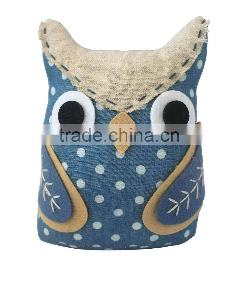 Store More Stone Filling Cute Owl Spot Blue Door Stopper