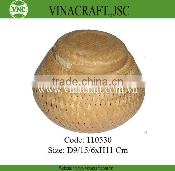 Brown bamboo basket for egg storage
