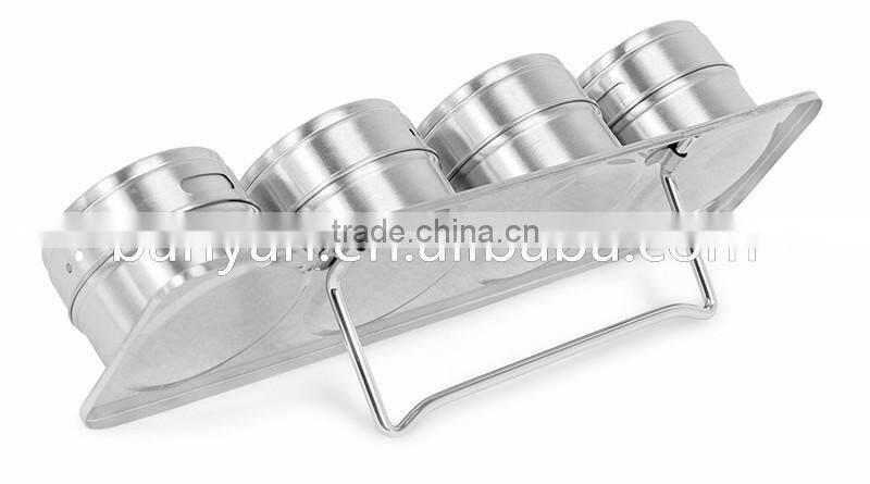 4 Pcs Stainless Steel Salt and Pepper Cruet Condiment Holder Magnetic Spice Set