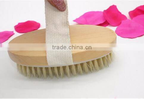 cy305 Bath Body Brush, 100% All Natural Boar Bristle Wooden Handle & band fixed Bristles brush