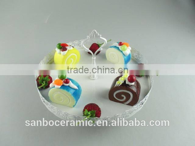 Metal cake stand , one tier antique style black cake stand plate for decoration