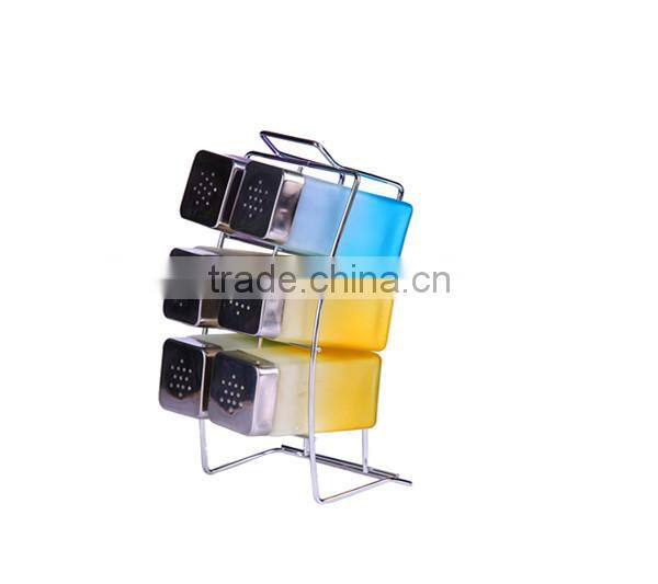 6pcs torch shaped glass spice jars with plastic lid