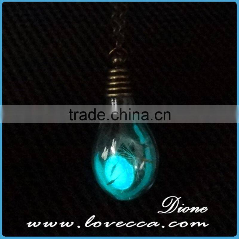 Silver chain glass glowing pendant neckalce glow in the dark cross necklaces