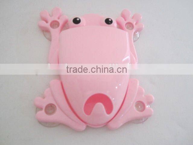 Frog shaped sucker type bathroom storage rack plastic toothbrush holder
