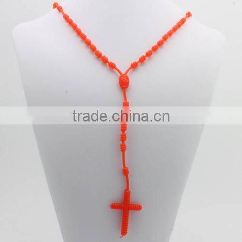 Pretty cross pendant multi-color silicone necklace
