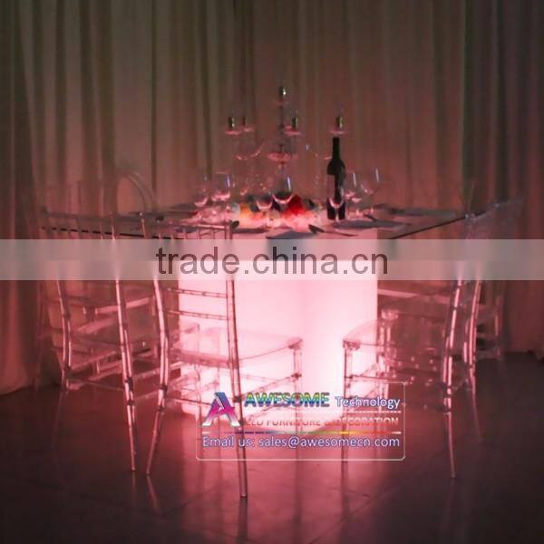 LED lighted up plastic restaurant table / banquet table set
