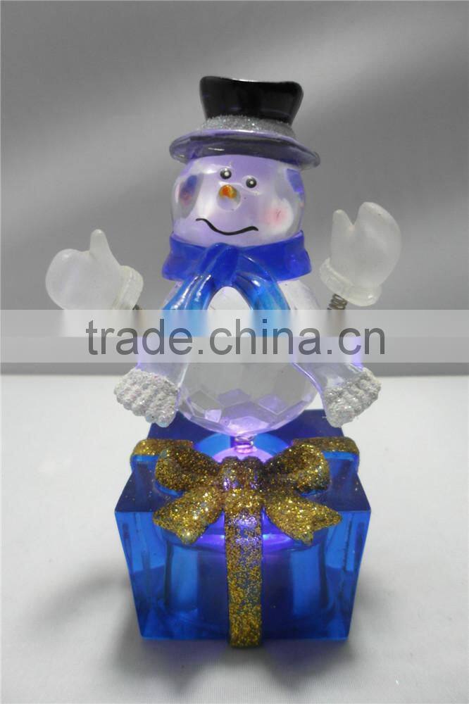 Flashing LED color changing small acrylic snowman