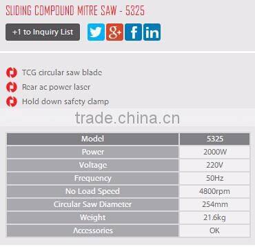 RONIX SLIDING COMPOUND MITRE SAW 5325 254MM 2000W 4800rpm