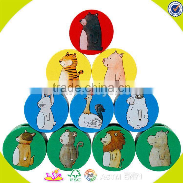 Wholesale funny kids wooden stacking animal blocks toy hot sale interesting baby wooden stacking animal blocks toy W13D095