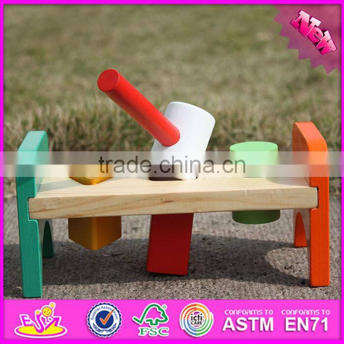 2016 new design baby toy wooden pounding bench W11G026
