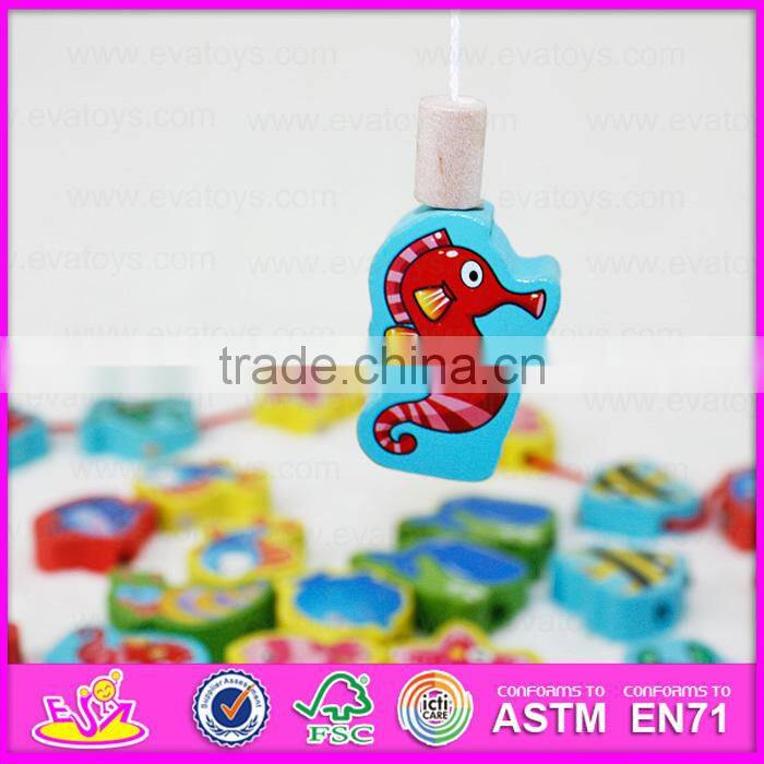 2015 New arrival cheap kids fishing game toy,Colorful children fishing pole toy,Christmas gift wooden string fishing toy W01A084