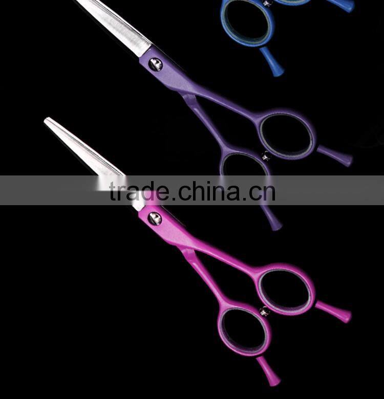 Various colors and handle paint scissors for hairdressing hair scissors