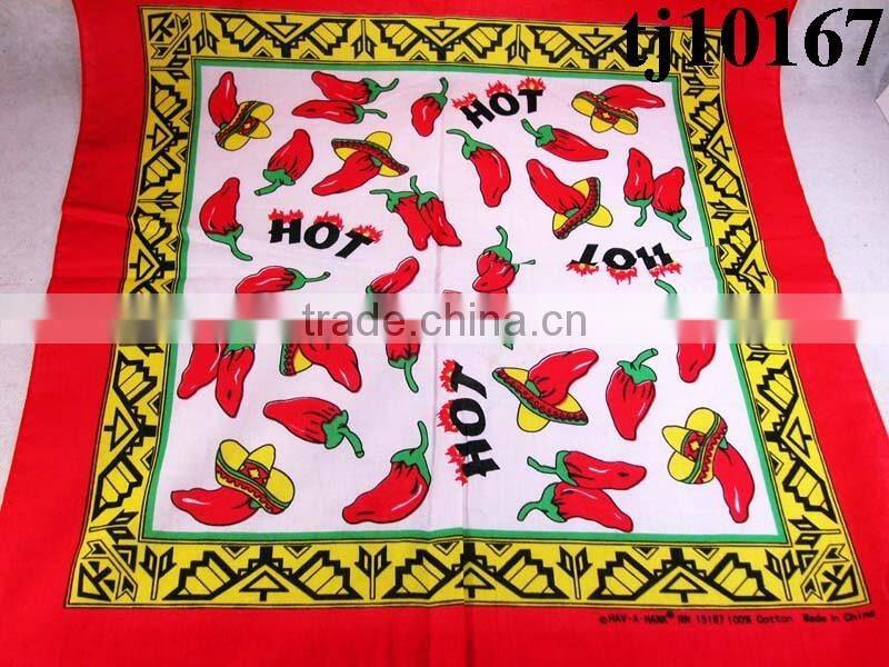 personlized cotton red pepper printing bandana kerchief