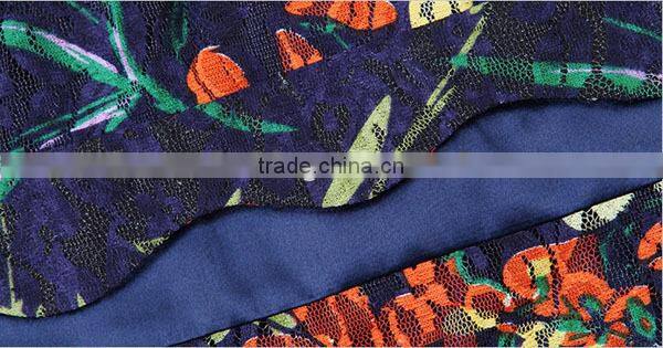 Women loose fit floral print lace designed plus size one piece dress latest